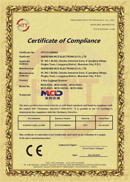 Çin Shenzhen MCD Electronics Co., Ltd. Sertifikalar