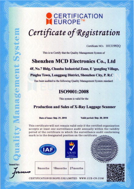 Çin Shenzhen MCD Electronics Co., Ltd. Sertifikalar